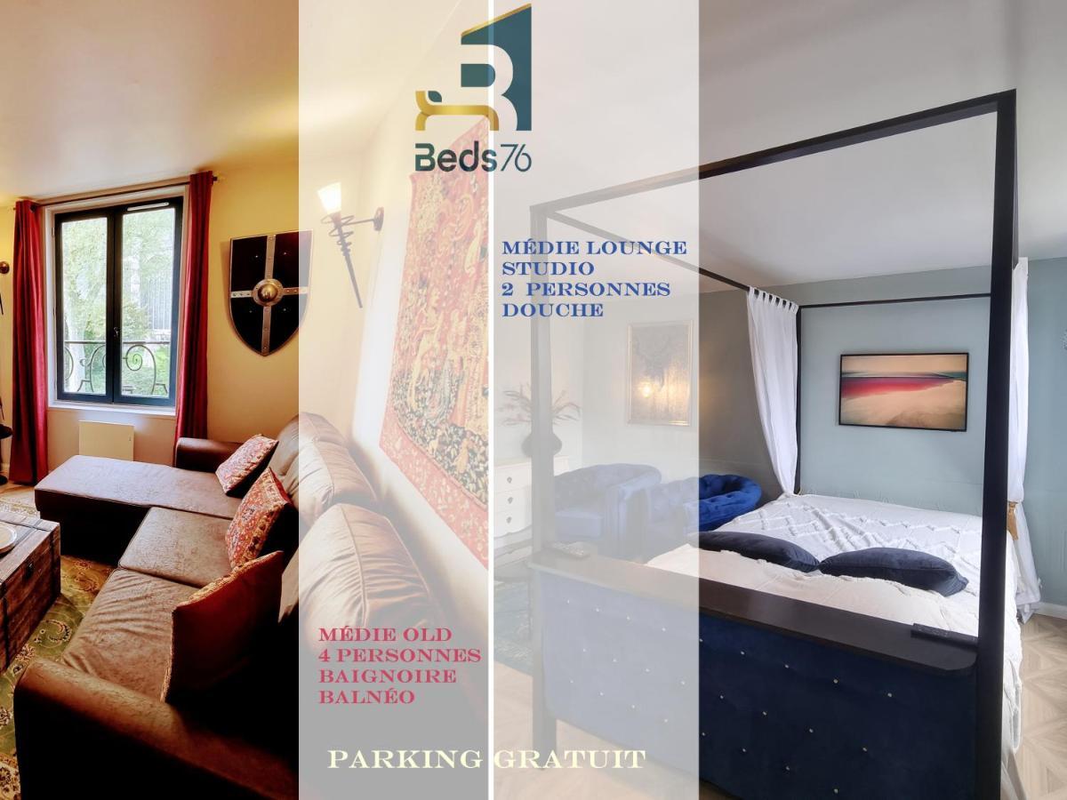 2 Appt Medielounge Ou Medieold, Parking Vue Magnifique Par Beds76 Rouen Bagian luar foto